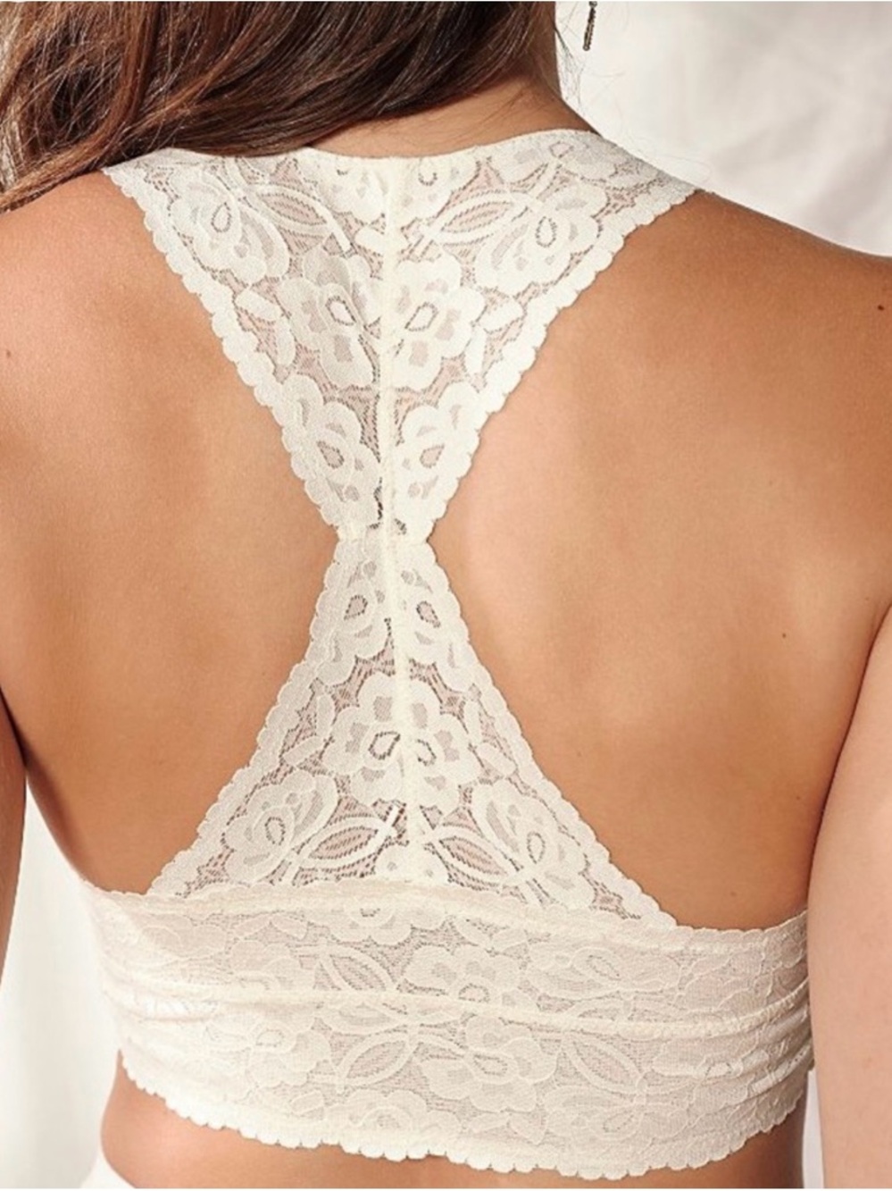 NWOT Free People Intimately Galloon Lace Racerback Bralette in Ivory Sz Large - Picture 2 of 5